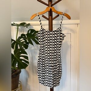 Forever 21 Black and White Wave Pattern Dress